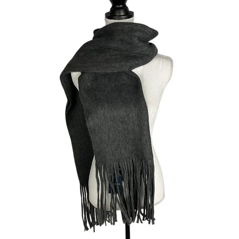 $69.50 Lucky Brand‎ Solid Brushed Scarf Fringe ONE SIZE Gray.